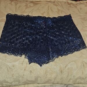 Elegant Shimmery Navy Lace Women's Shorts